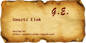 Geszti Elek névjegykártya